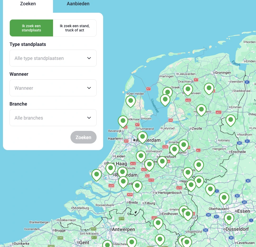 Zoek standplaatsen op de kaart